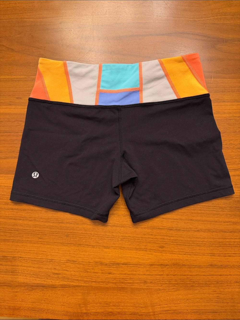 lululemon athletica Black Shorts with Colorblock Geometric Waistband